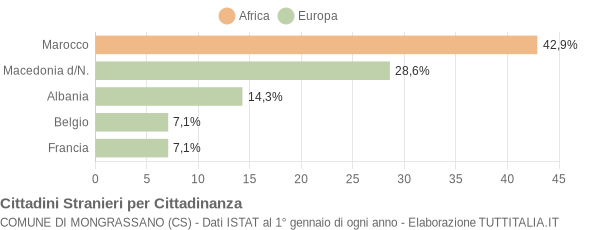 Grafico cittadinanza stranieri - Mongrassano 2005