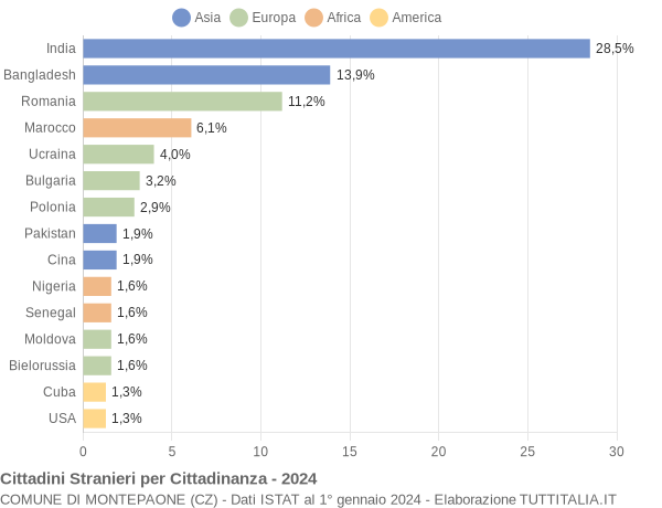 Grafico cittadinanza stranieri - Montepaone 2024