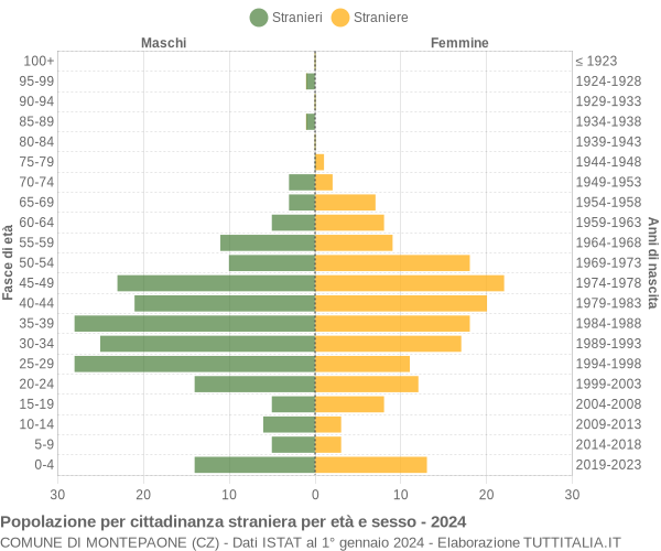 Grafico cittadini stranieri - Montepaone 2024