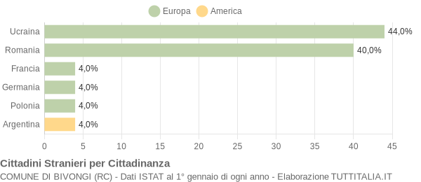 Grafico cittadinanza stranieri - Bivongi 2008