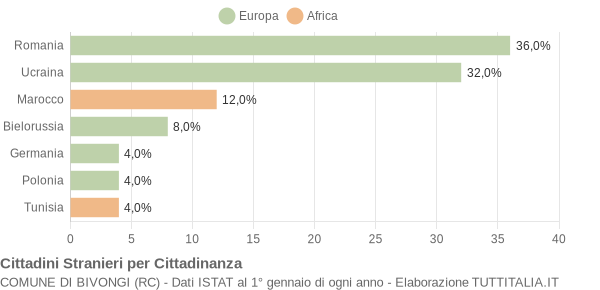 Grafico cittadinanza stranieri - Bivongi 2015