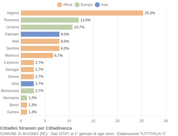 Grafico cittadinanza stranieri - Bivongi 2017