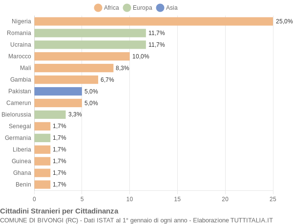 Grafico cittadinanza stranieri - Bivongi 2019