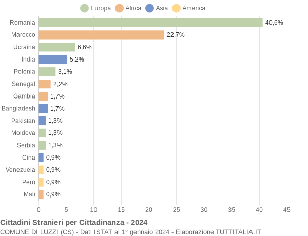 Grafico cittadinanza stranieri - Luzzi 2024