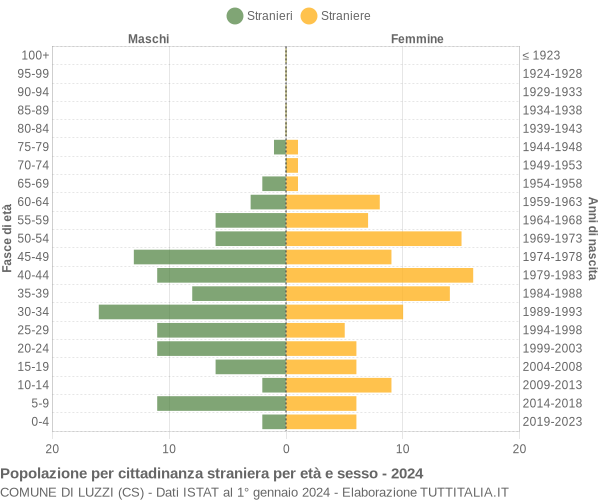 Grafico cittadini stranieri - Luzzi 2024