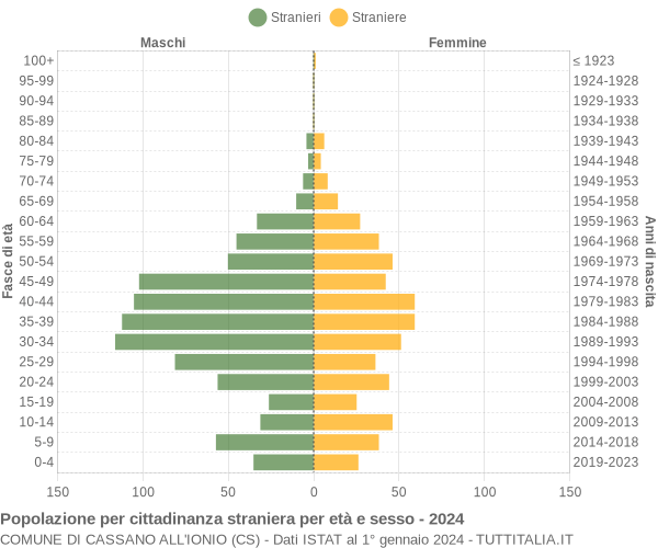 Grafico cittadini stranieri - Cassano all'Ionio 2024