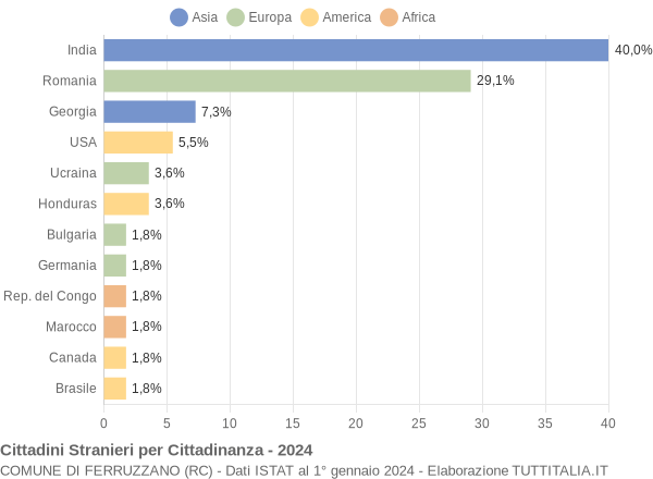 Grafico cittadinanza stranieri - Ferruzzano 2024