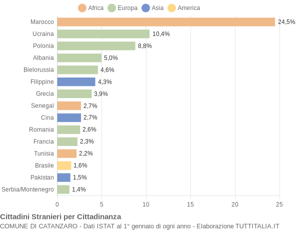 Grafico cittadinanza stranieri - Catanzaro 2004