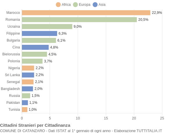 Grafico cittadinanza stranieri - Catanzaro 2022