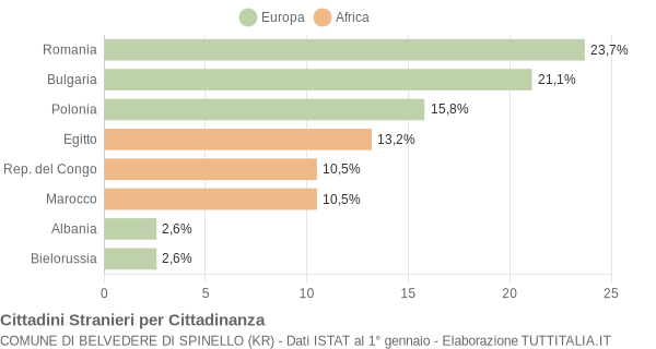 Grafico cittadinanza stranieri - Belvedere di Spinello 2007