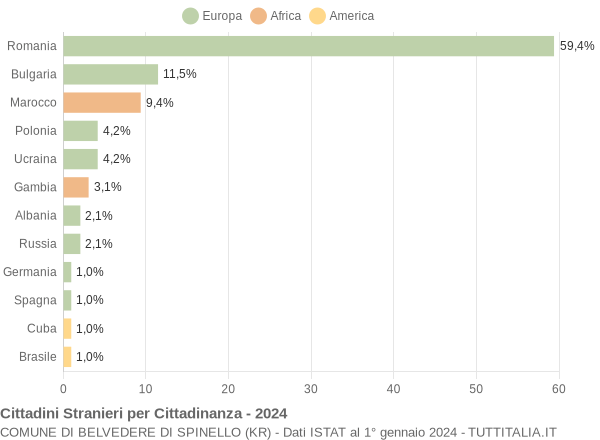 Grafico cittadinanza stranieri - Belvedere di Spinello 2024