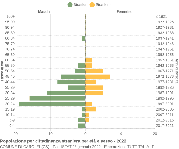 Grafico cittadini stranieri - Carolei 2022