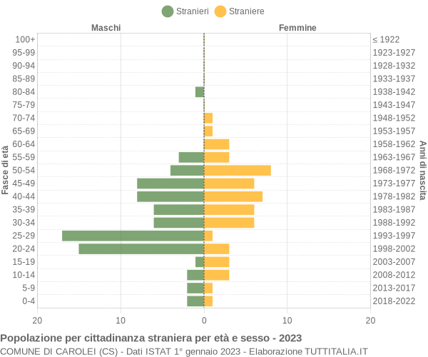 Grafico cittadini stranieri - Carolei 2023