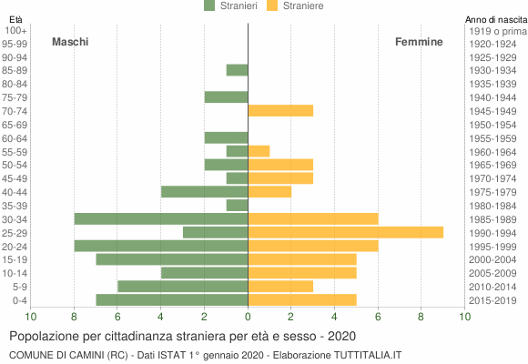 Grafico cittadini stranieri - Camini 2020