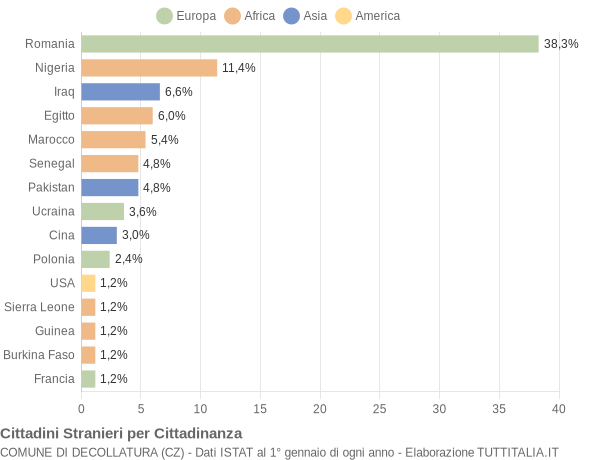 Grafico cittadinanza stranieri - Decollatura 2019