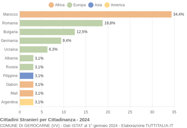 Grafico cittadinanza stranieri - Gerocarne 2024