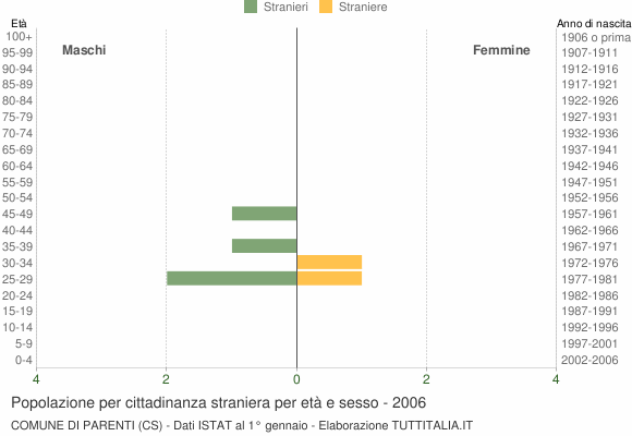 Grafico cittadini stranieri - Parenti 2006