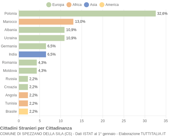 Grafico cittadinanza stranieri - Spezzano della Sila 2004