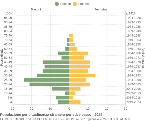 Grafico cittadini stranieri - Spezzano della Sila 2024