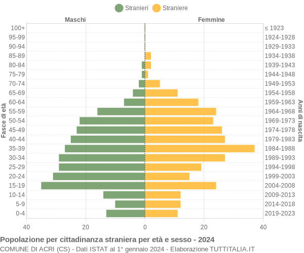 Grafico cittadini stranieri - Acri 2024