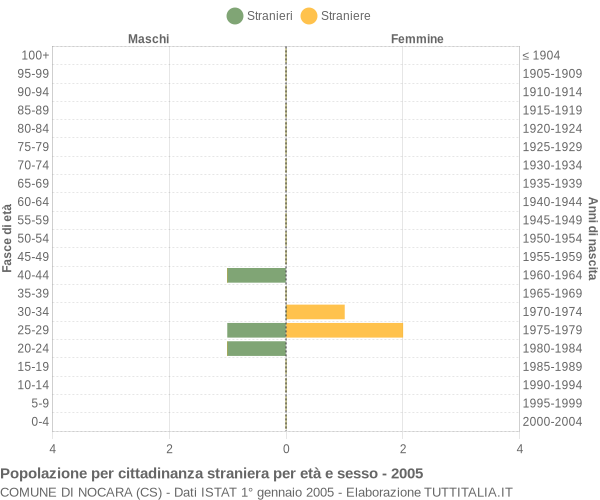 Grafico cittadini stranieri - Nocara 2005