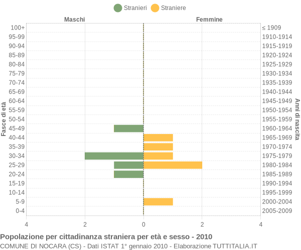 Grafico cittadini stranieri - Nocara 2010