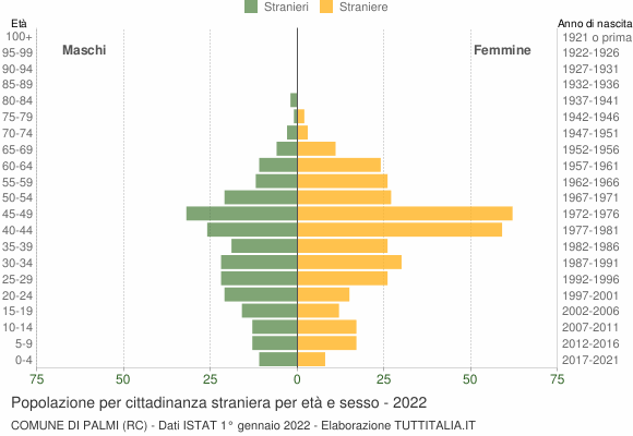 Grafico cittadini stranieri - Palmi 2022