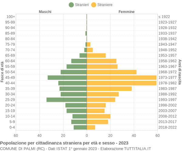 Grafico cittadini stranieri - Palmi 2023