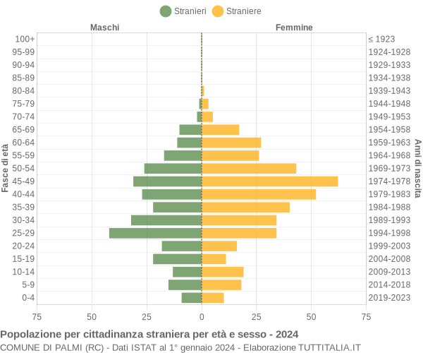 Grafico cittadini stranieri - Palmi 2024