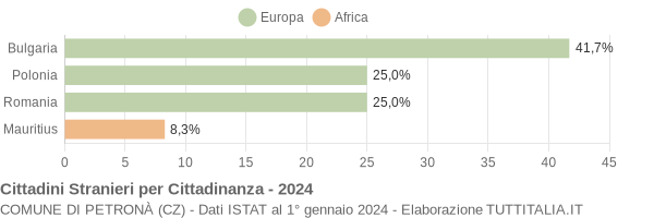 Grafico cittadinanza stranieri - Petronà 2024