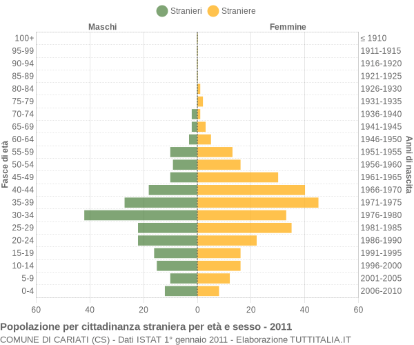 Grafico cittadini stranieri - Cariati 2011