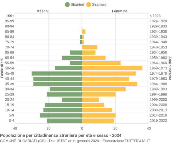 Grafico cittadini stranieri - Cariati 2024