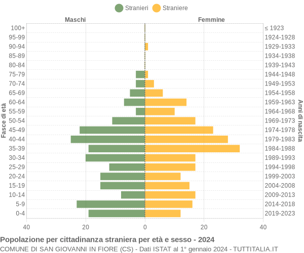 Grafico cittadini stranieri - San Giovanni in Fiore 2024