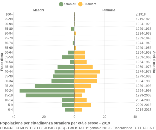 Grafico cittadini stranieri - Montebello Jonico 2019