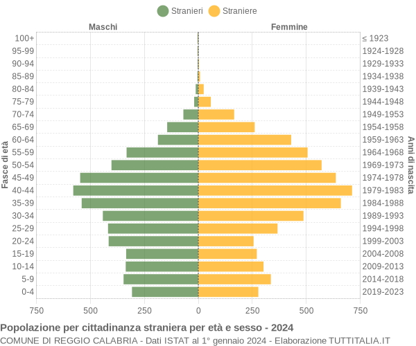 Grafico cittadini stranieri - Reggio Calabria 2024