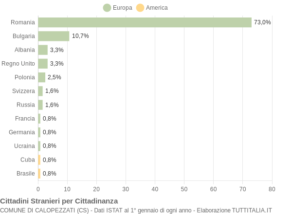 Grafico cittadinanza stranieri - Calopezzati 2018