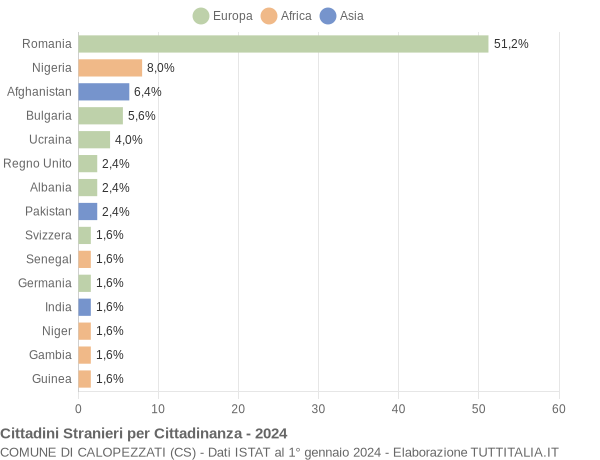 Grafico cittadinanza stranieri - Calopezzati 2024