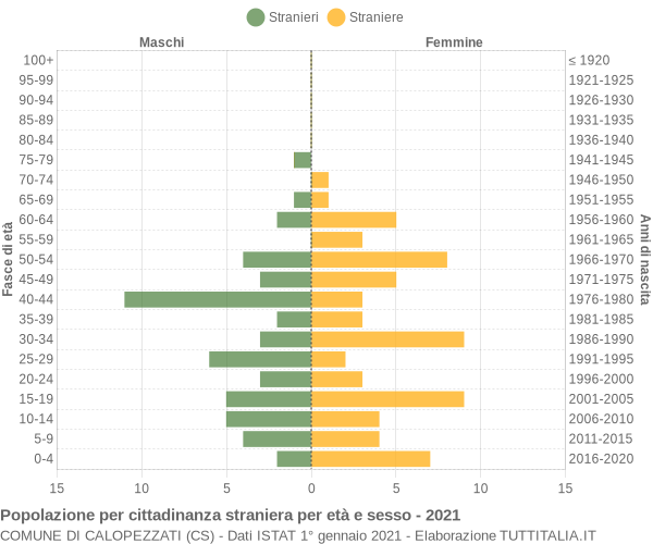 Grafico cittadini stranieri - Calopezzati 2021