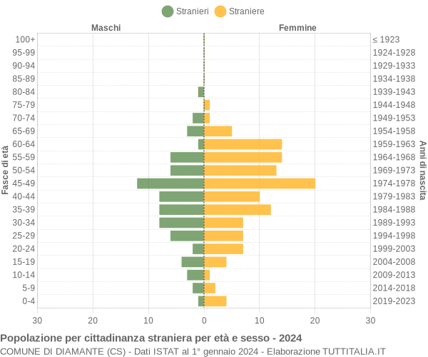 Grafico cittadini stranieri - Diamante 2024