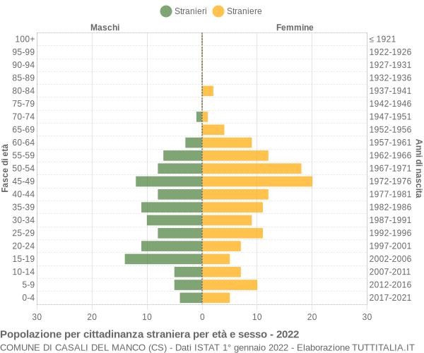 Grafico cittadini stranieri - Casali del Manco 2022