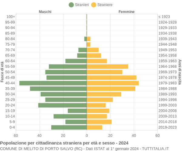 Grafico cittadini stranieri - Melito di Porto Salvo 2024