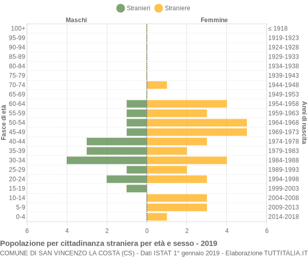 Grafico cittadini stranieri - San Vincenzo La Costa 2019