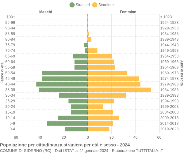 Grafico cittadini stranieri - Siderno 2024