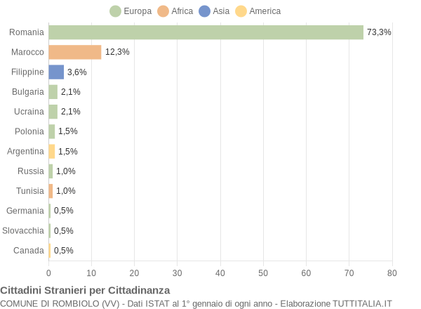 Grafico cittadinanza stranieri - Rombiolo 2009