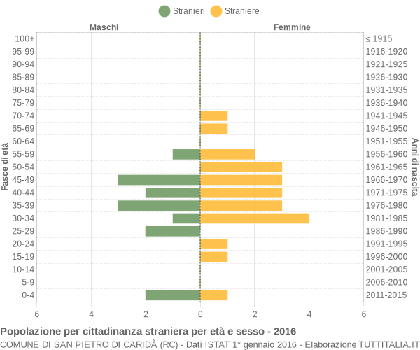 Grafico cittadini stranieri - San Pietro di Caridà 2016