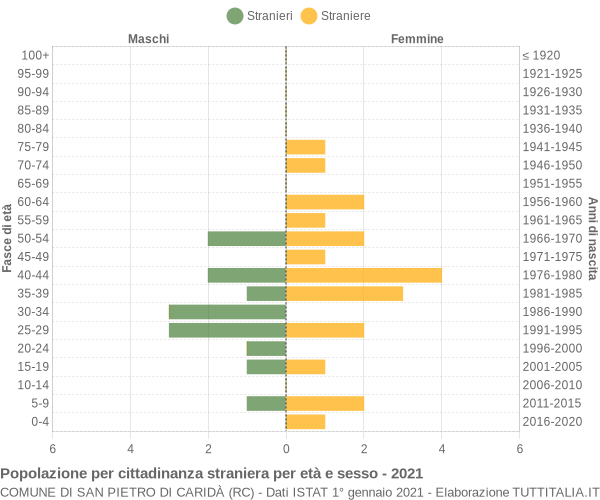 Grafico cittadini stranieri - San Pietro di Caridà 2021