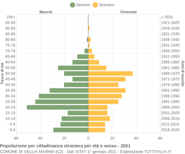Grafico cittadini stranieri - Sellia Marina 2021