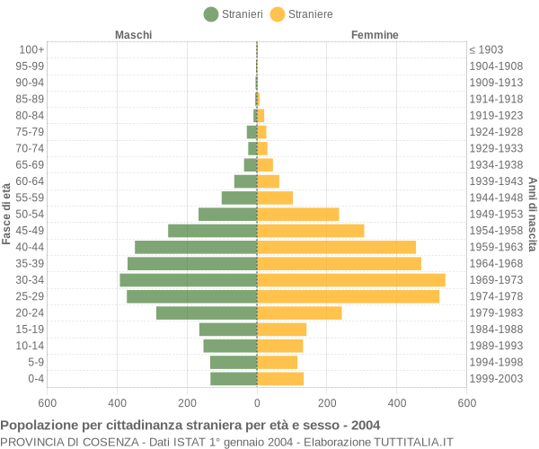 Grafico cittadini stranieri - 2004
