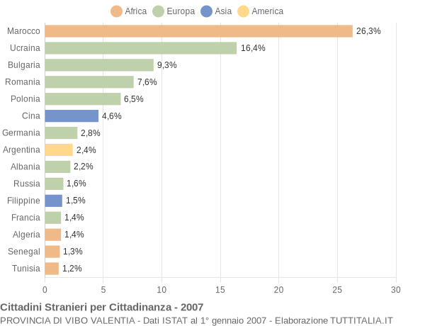 Grafico cittadinanza stranieri - 2007