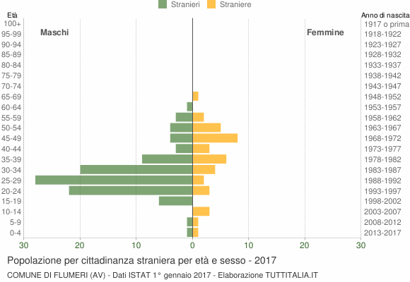 Grafico cittadini stranieri - Flumeri 2017